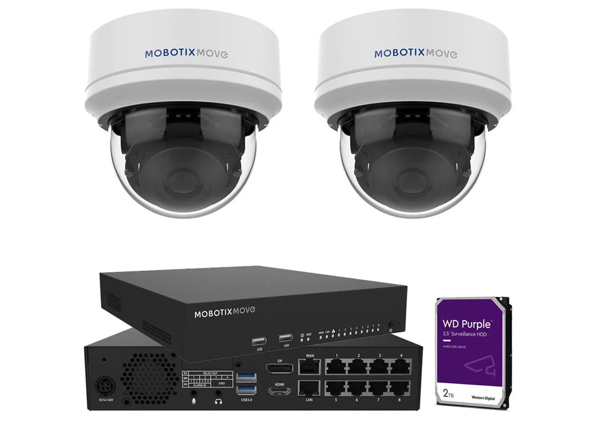 Mobotix Komplett-Set Dome + NVR NVR 8CH / 2x Dome 8MPx / HDD 2TB